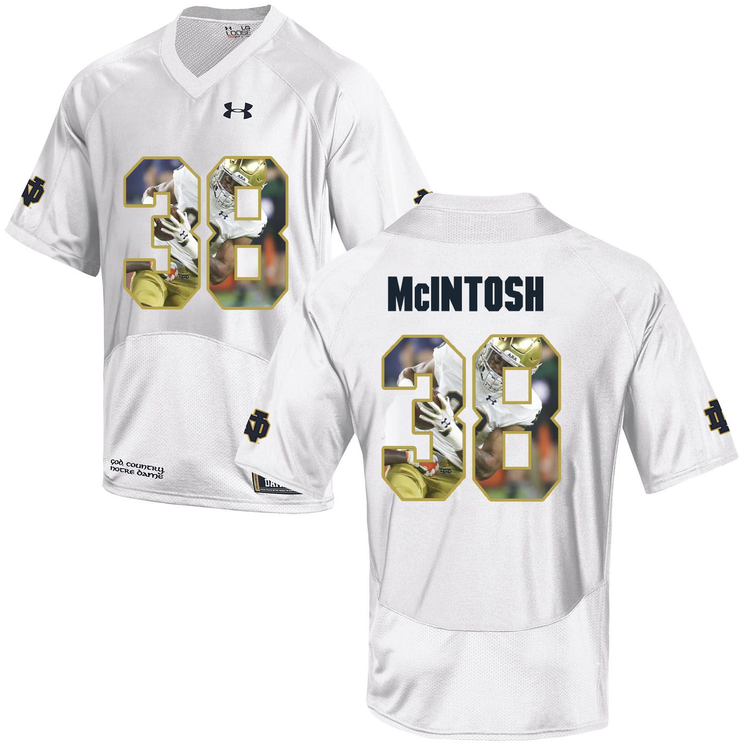Men Norte Dame Fighting Irish #38 Mcintosh White Fashion Edition Customized NCAA Jerseys